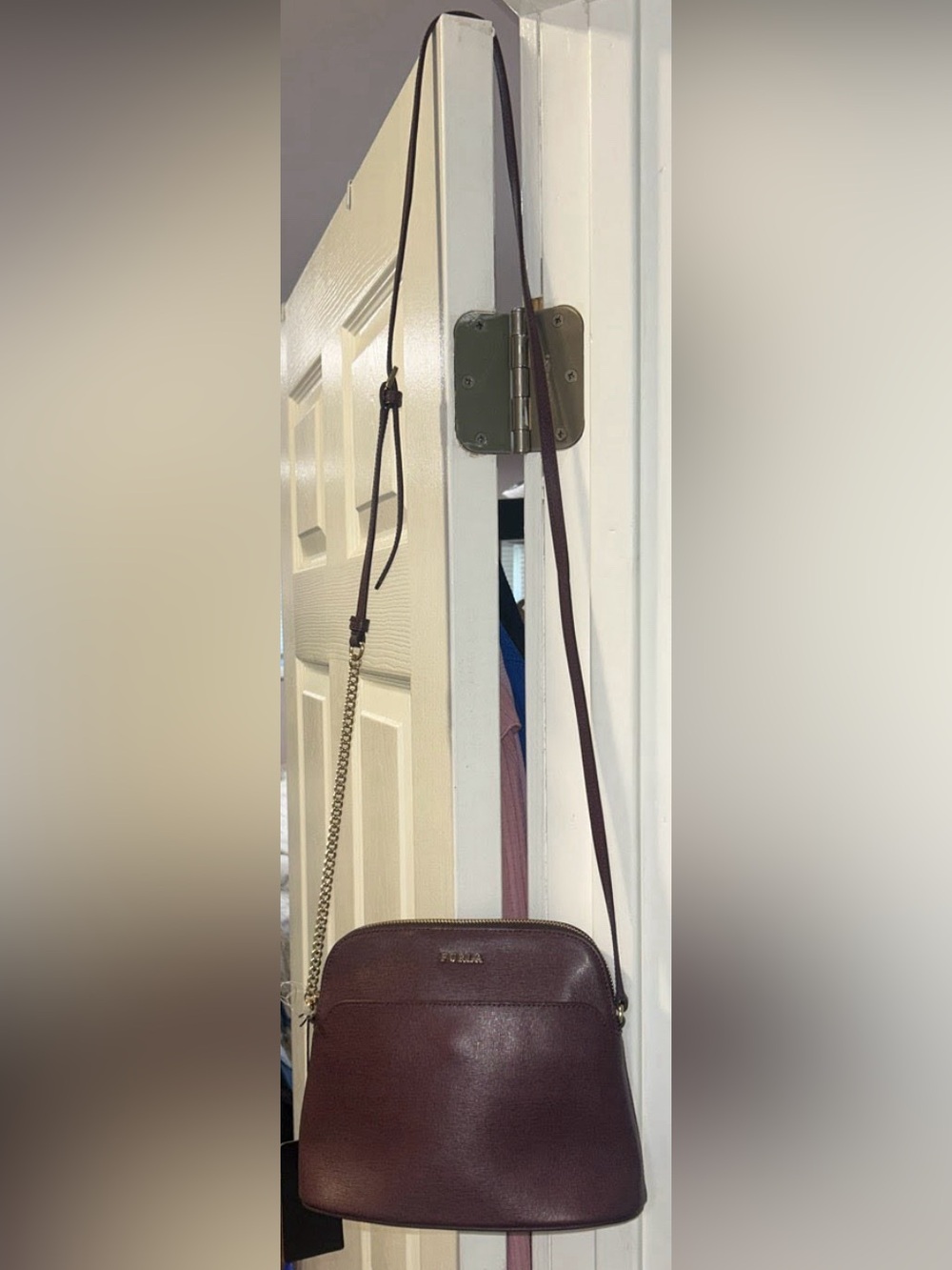 Furla Atena Small Dome Crossbody Saffiano Leather in Plum. NWT. COA Included. - Picture 2 of 15